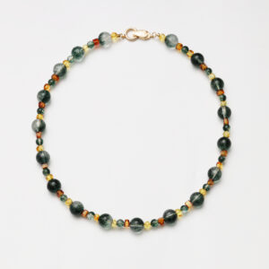 Timeless Grace · Green Phantom Quartz & Amber Necklace