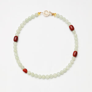 Ink Wash Balance · Prehnite, Agate Barrel & Southern Red Agate Yuanbao Necklace