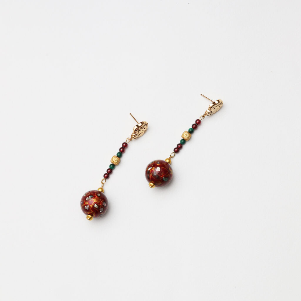 Crimson Lacquer, Turquoise & Garnet Earrings