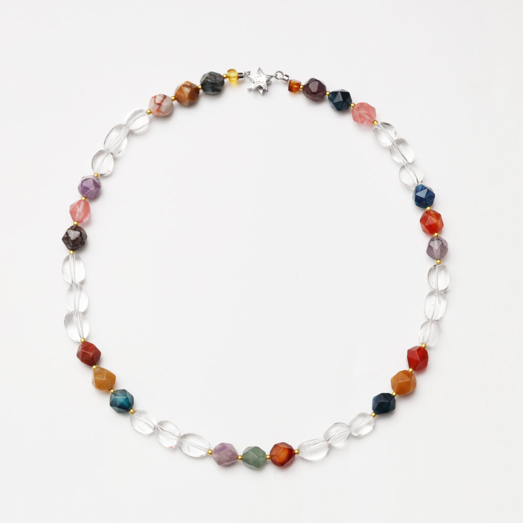 Stardust Trail · Clear Quartz & Mixed Rhombus Crystal Necklace