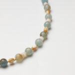 Wabi-Sabi Rain · Blue Calcite & Mother-of-Pearl Necklace