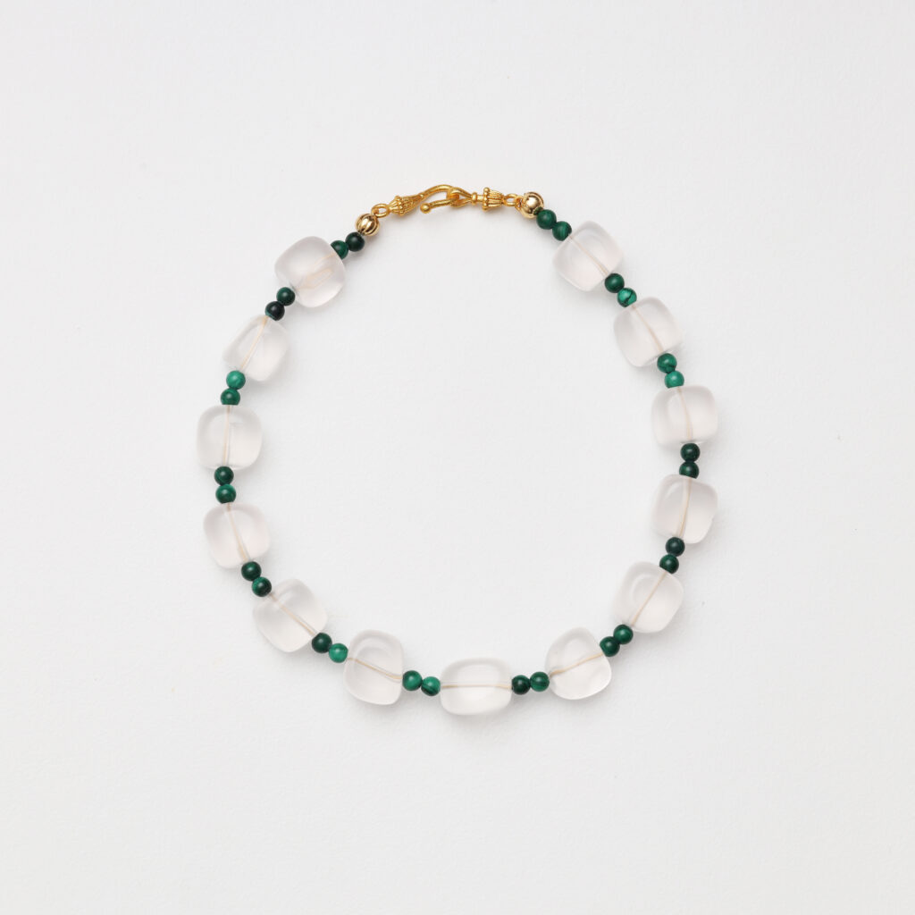Forest Dewdrop · Clear Quartz Sugar Cube & Malachite Bracelet
