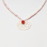Boudoir Grace · Pink Mother-of-Pearl, Southern Red Agate & White Butterfly Shell Ruyi Lock Necklace