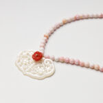 Boudoir Grace · Pink Mother-of-Pearl, Southern Red Agate & White Butterfly Shell Ruyi Lock Necklace