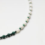 Mother-of-Pearl Barrel & Malachite Carved Rose Necklace