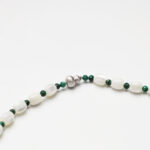 Mother-of-Pearl Barrel & Malachite Carved Rose Necklace