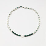 Mother-of-Pearl Barrel & Malachite Carved Rose Necklace