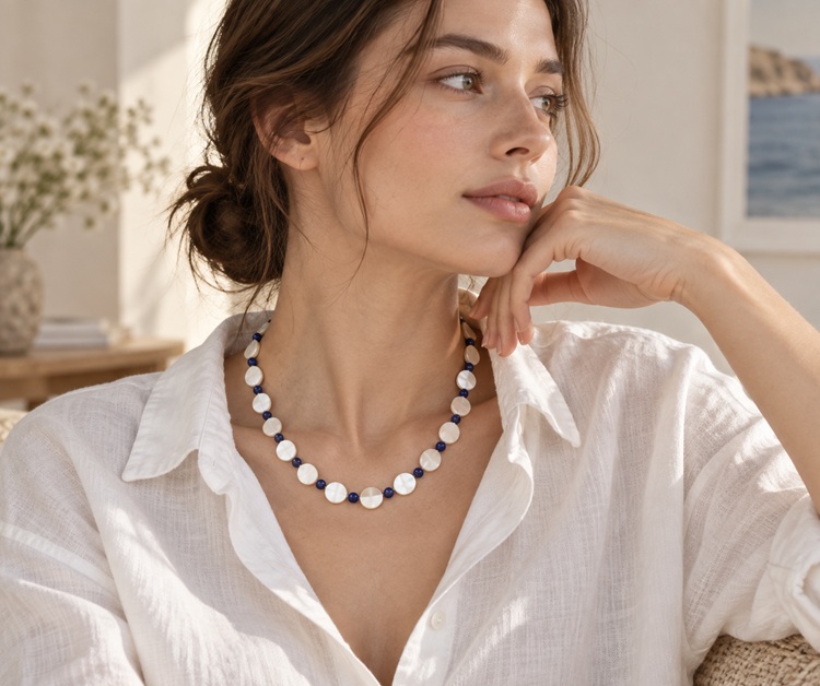mother-of-pearl-necklace-white-shirt-outfit