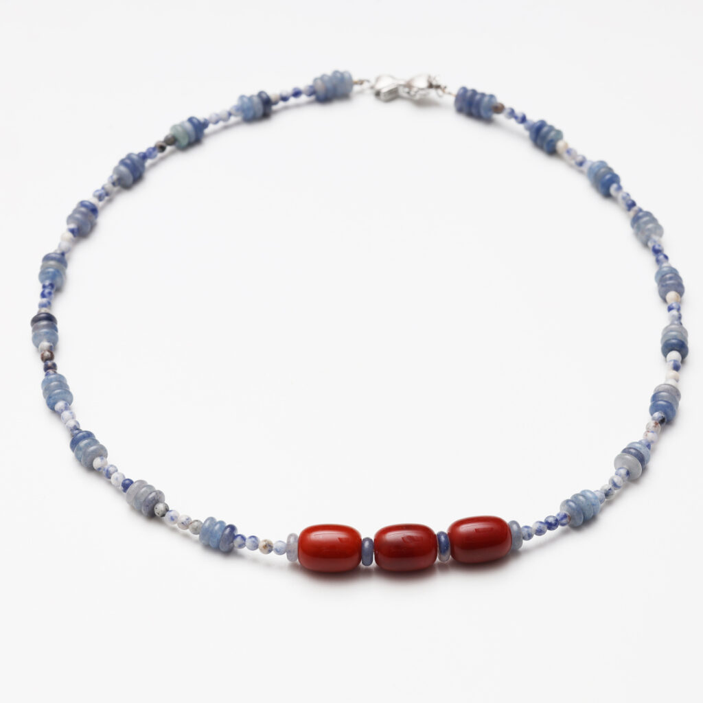 Dunhuang Twilight · Blue Aventurine, Blue Spot Stone & Red Agate Necklace